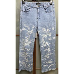 Donna Karan New York Faded Distressed Cropped Flare Stretch Denim Jeans Size 28